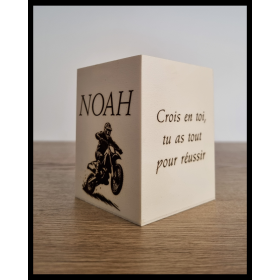 Pot à Crayons en Bois Lasure Chêne Foncé – Gravure Motivante